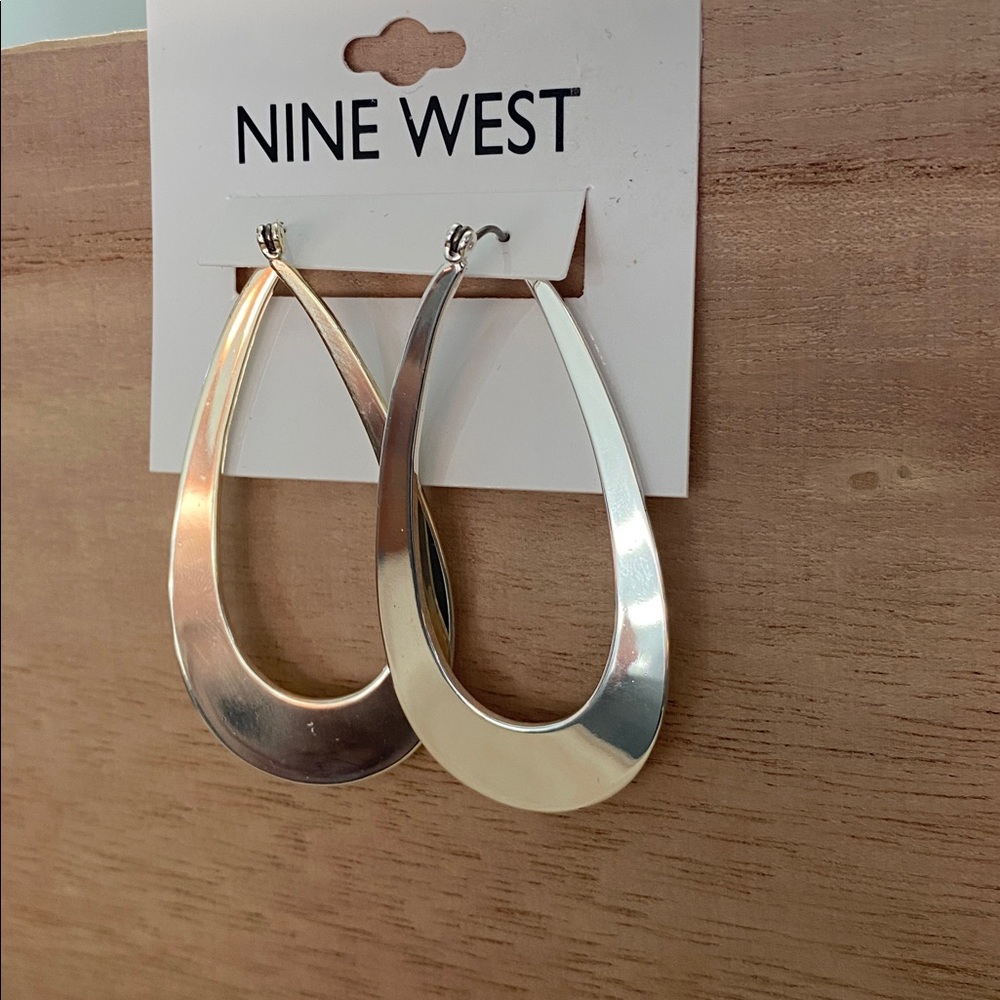 Nine West Silver Tone 2.5” Teardrop Earrings